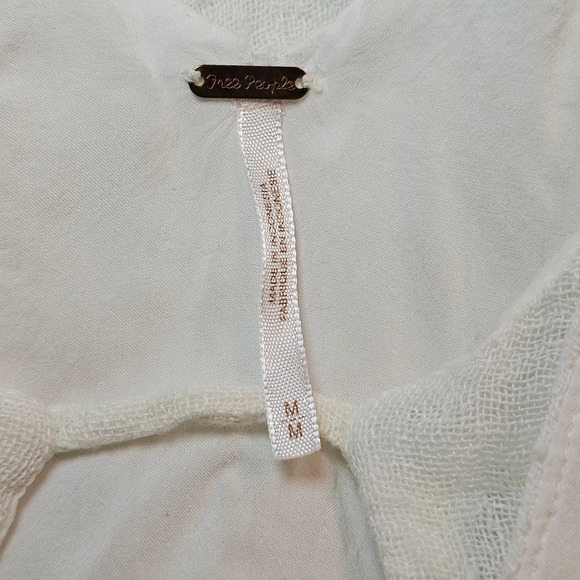 Free People FP Smooth Sailing White Linen Mini Dress Cover Up Sze Medium - Picture 9 of 11